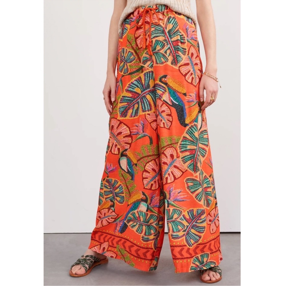 FARM Rio Tropical Wide Leg Palazzo Pants Tropical Birdie Large - Picture 3 of 13